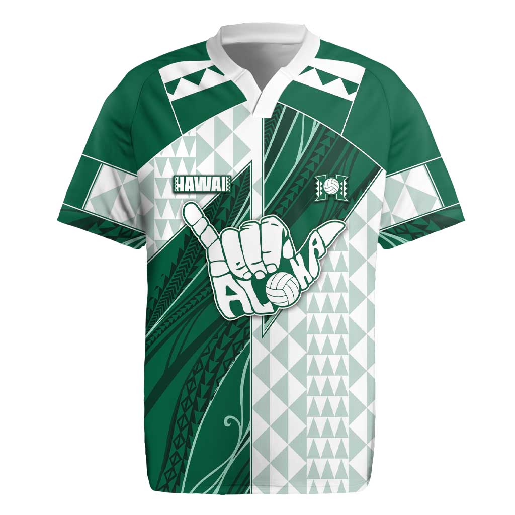 Custom Hawaii Volleyball Rugby Jersey Shaka Aloha Hand