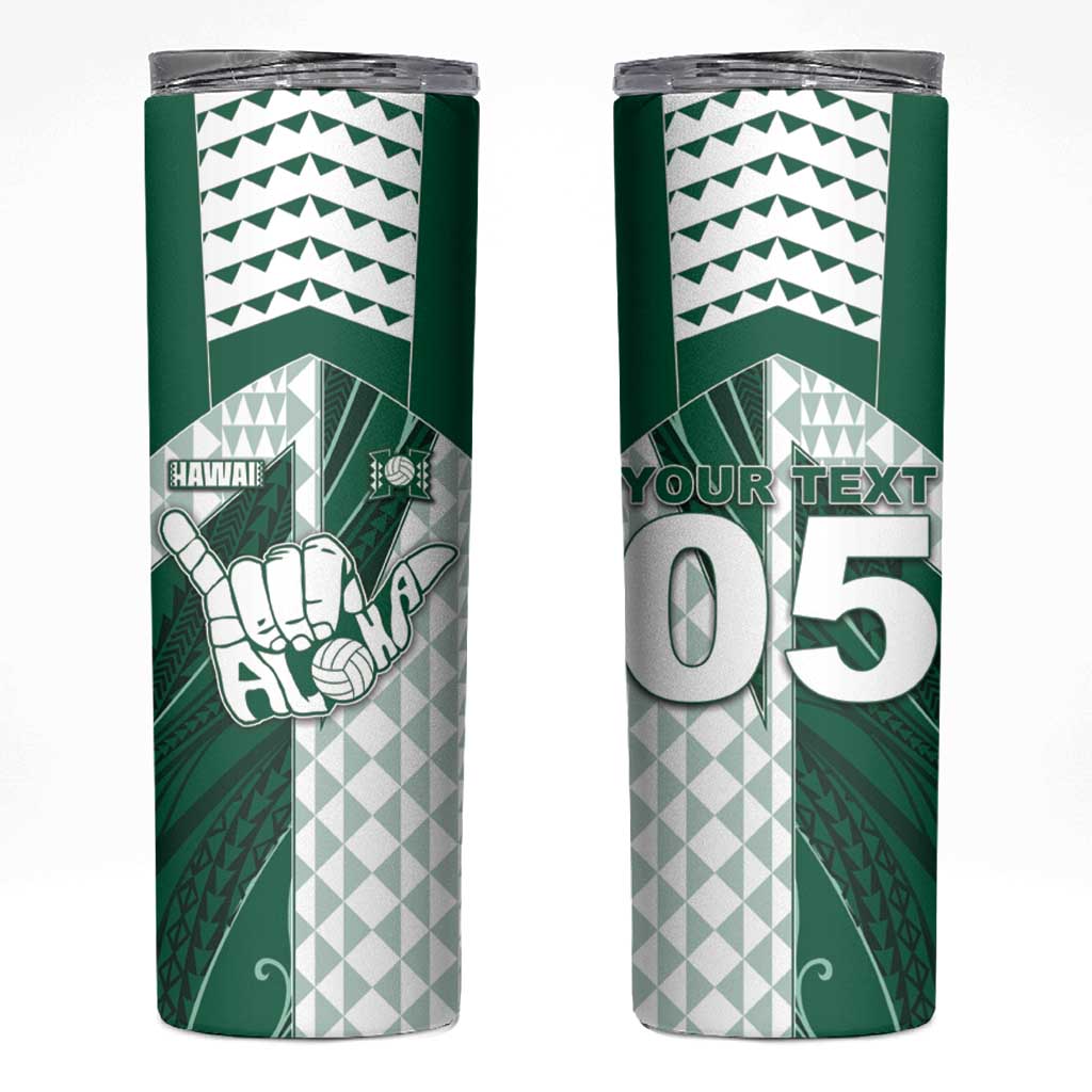 Custom Hawaii Volleyball Skinny Tumbler Shaka Aloha Hand