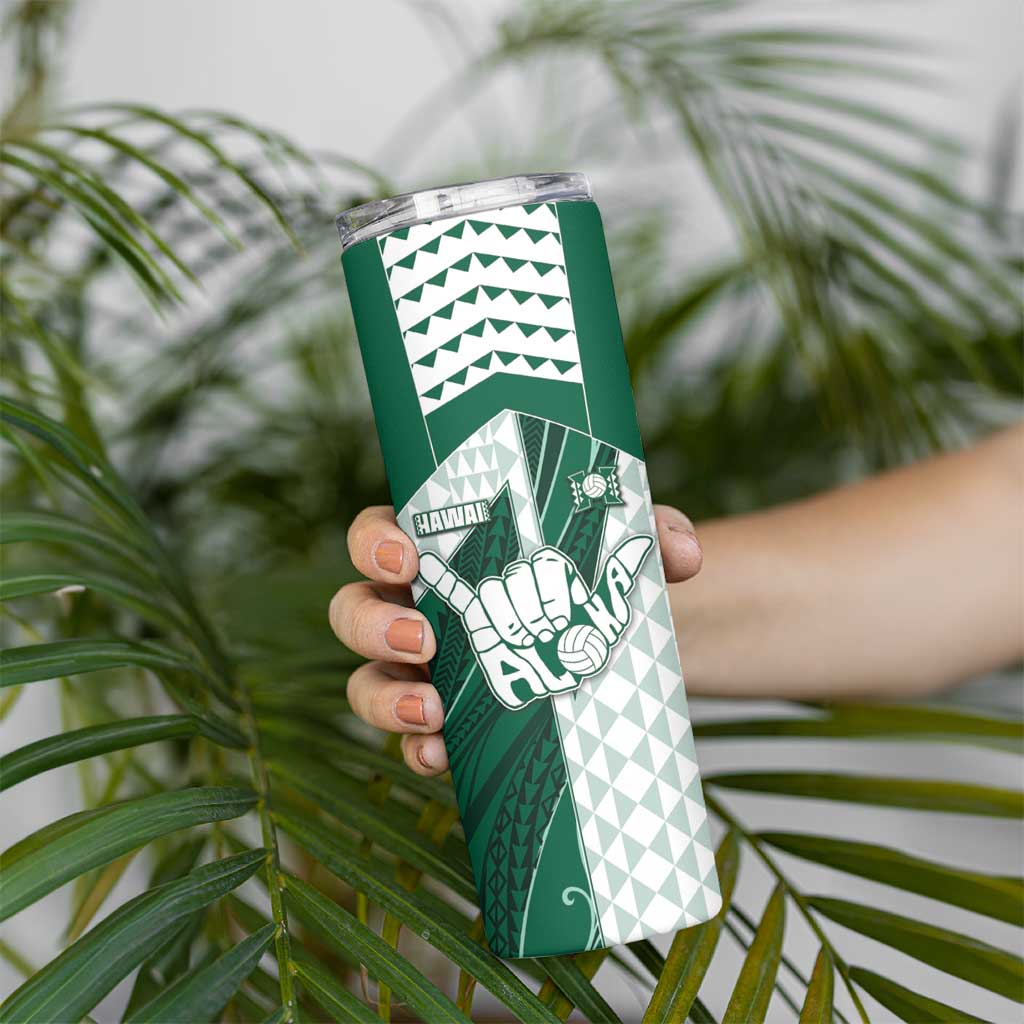 Custom Hawaii Volleyball Skinny Tumbler Shaka Aloha Hand