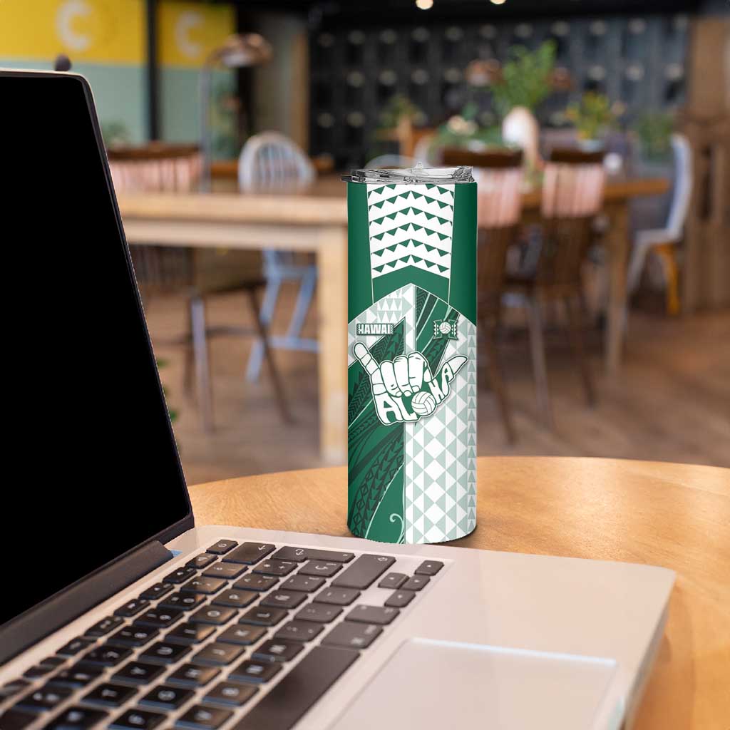 Custom Hawaii Volleyball Skinny Tumbler Shaka Aloha Hand