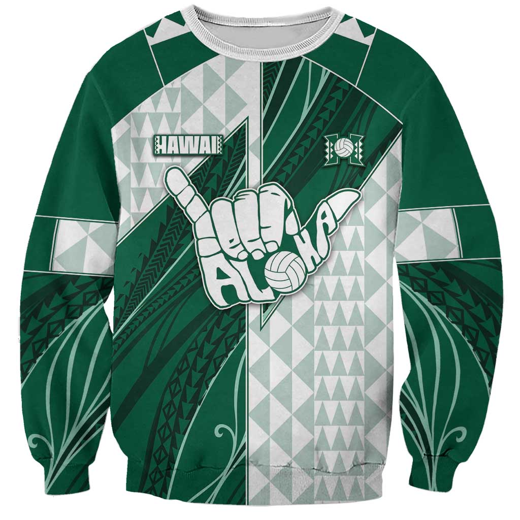 Custom Hawaii Volleyball Sweatshirt Shaka Aloha Hand