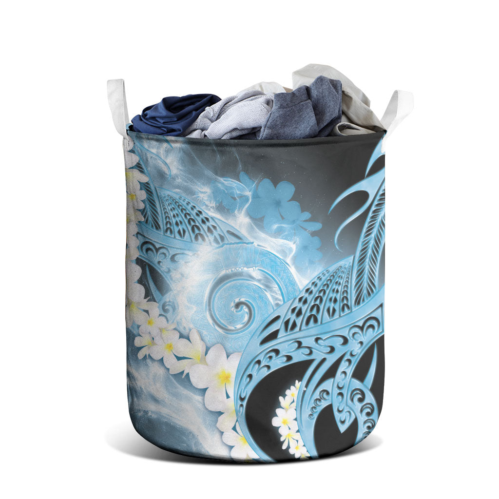 Piko Hawaiian Laundry Basket Blue Galaxy Spiral Plumeria Tribal Patterns