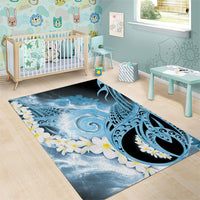Piko Hawaiian Area Rug Blue Galaxy Spiral Plumeria Tribal Patterns