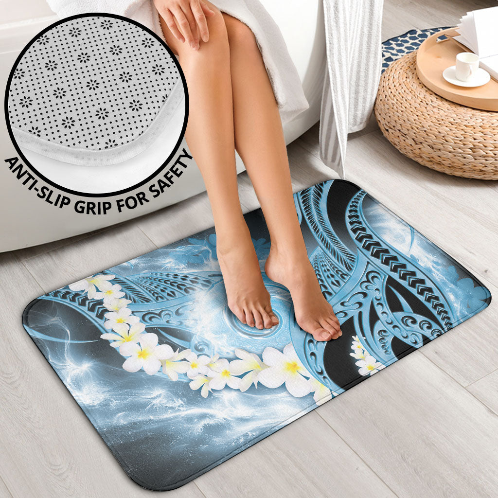Piko Hawaiian Bathroom Set Blue Galaxy Spiral Plumeria Tribal Patterns
