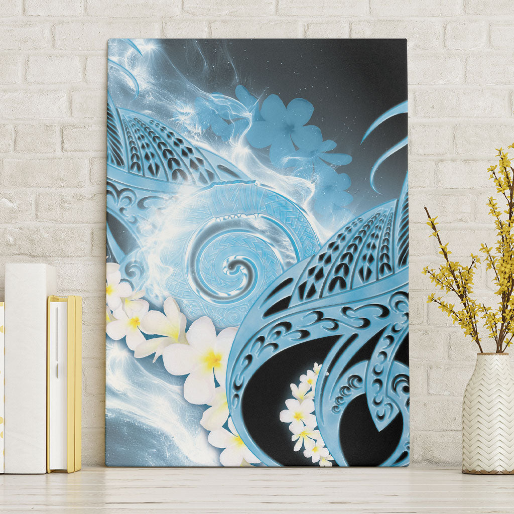 Piko Hawaiian Canvas Wall Art Blue Galaxy Spiral Plumeria Tribal Patterns