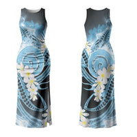 Piko Hawaiian Couples Matching Tank Maxi Dress and Hawaiian Shirt Blue Galaxy Spiral Plumeria Tribal Patterns
