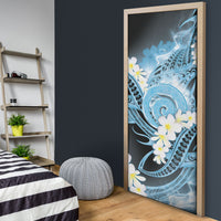 Piko Hawaiian Door Cover Blue Galaxy Spiral Plumeria Tribal Patterns