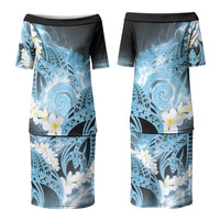 Piko Hawaiian Family Matching Puletasi and Hawaiian Shirt Blue Galaxy Spiral Plumeria Tribal Patterns