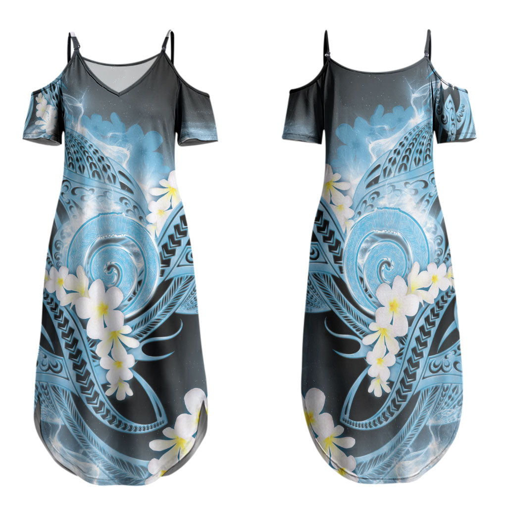 Piko Hawaiian Family Matching Summer Maxi Dress and Hawaiian Shirt Blue Galaxy Spiral Plumeria Tribal Patterns