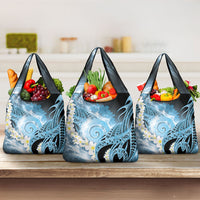 Piko Hawaiian Grocery Bag Blue Galaxy Spiral Plumeria Tribal Patterns