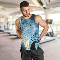 Piko Hawaiian Men Tank Top Blue Galaxy Spiral Plumeria Tribal Patterns