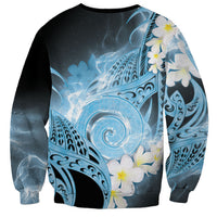 Piko Hawaiian Sweatshirt Blue Galaxy Spiral Plumeria Tribal Patterns