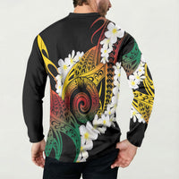 Piko Hawaiian Button Sweatshirt Gradient Spiral Plumeria Tribal Patterns