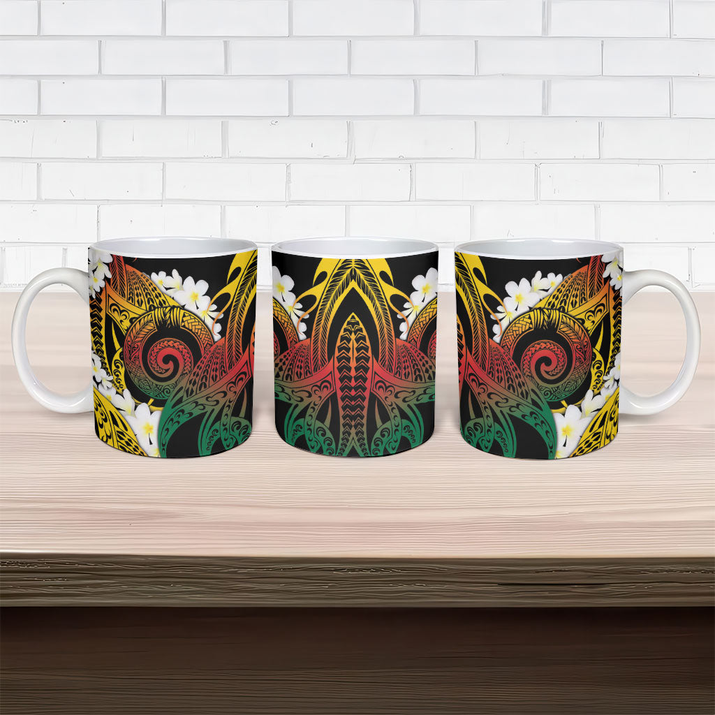 Piko Hawaiian Ceramic Mug Gradient Spiral Plumeria Tribal Patterns