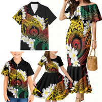 Piko Hawaiian Family Matching Mermaid Dress and Hawaiian Shirt Gradient Spiral Plumeria Tribal Patterns