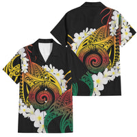 Piko Hawaiian Family Matching Off Shoulder Maxi Dress and Hawaiian Shirt Gradient Spiral Plumeria Tribal Patterns