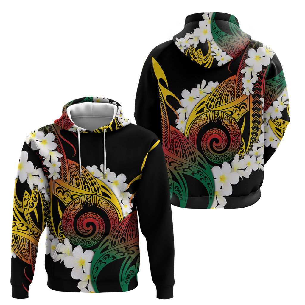 Piko Hawaiian Hoodie Gradient Spiral Plumeria Tribal Patterns
