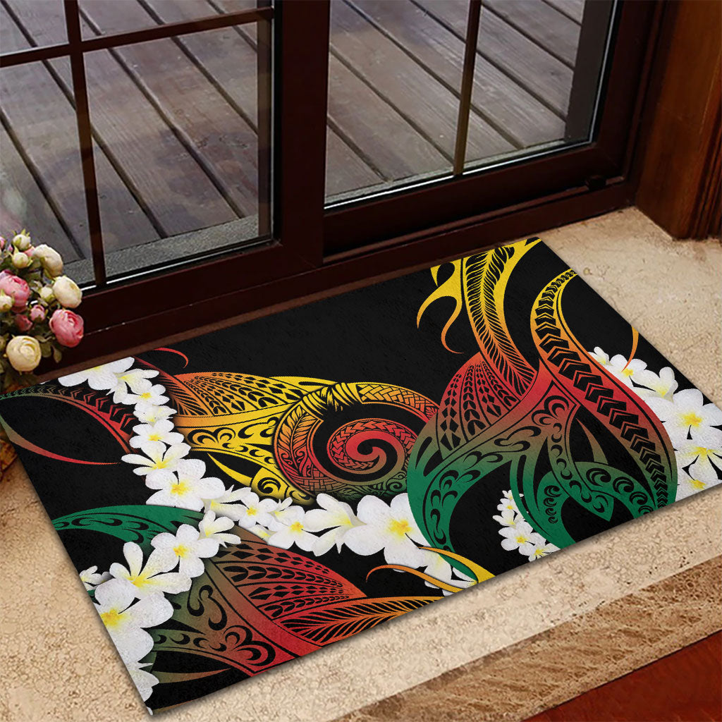 Piko Hawaiian Rubber Doormat Gradient Spiral Plumeria Tribal Patterns
