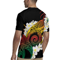 Piko Hawaiian Rugby Jersey Gradient Spiral Plumeria Tribal Patterns