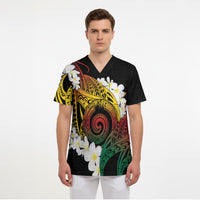 Piko Hawaiian Scrub Top Gradient Spiral Plumeria Tribal Patterns