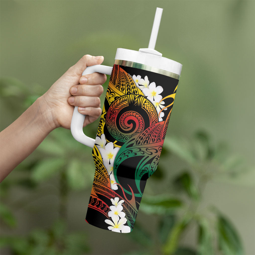 Piko Hawaiian Tumbler With Handle Gradient Spiral Plumeria Tribal Patterns