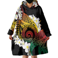 Piko Hawaiian Wearable Blanket Hoodie Gradient Spiral Plumeria Tribal Patterns