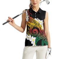 Piko Hawaiian Women Sleeveless Polo Shirt Gradient Spiral Plumeria Tribal Patterns
