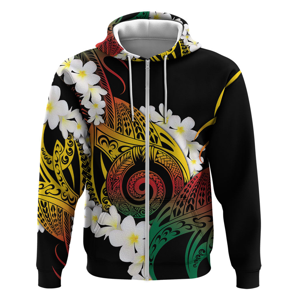 Piko Hawaiian Zip Hoodie Gradient Spiral Plumeria Tribal Patterns DT05 Zip Hoodie Multicolor - Polynesian Pride