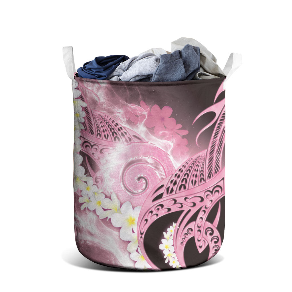 Piko Hawaiian Laundry Basket Pink Galaxy Spiral Plumeria Tribal Patterns