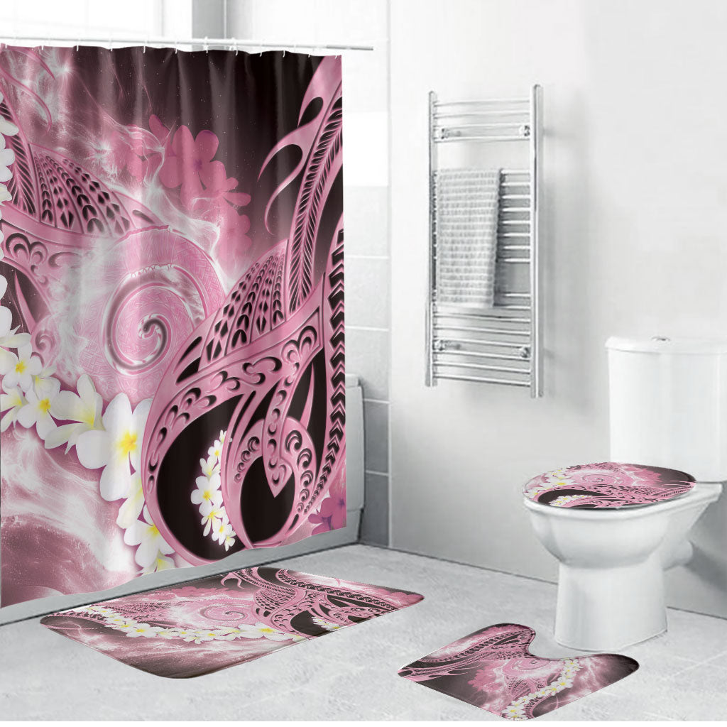 Piko Hawaiian Bathroom Set Pink Galaxy Spiral Plumeria Tribal Patterns