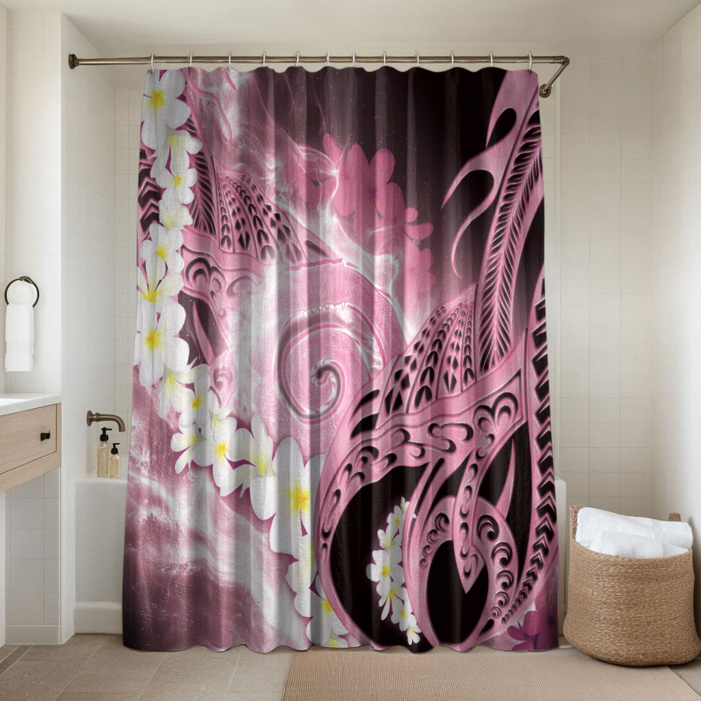 Piko Hawaiian Bathroom Set Pink Galaxy Spiral Plumeria Tribal Patterns
