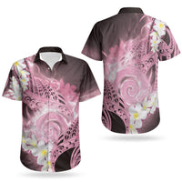 Piko Hawaiian Couples Matching Off Shoulder Maxi Dress and Hawaiian Shirt Pink Galaxy Spiral Plumeria Tribal Patterns