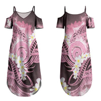 Piko Hawaiian Couples Matching Summer Maxi Dress and Long Sleeve Button Shirt Pink Galaxy Spiral Plumeria Tribal Patterns