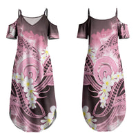 Piko Hawaiian Family Matching Summer Maxi Dress and Hawaiian Shirt Pink Galaxy Spiral Plumeria Tribal Patterns
