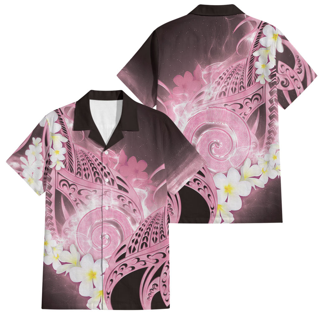 Piko Hawaiian Family Matching Tank Maxi Dress and Hawaiian Shirt Pink Galaxy Spiral Plumeria Tribal Patterns