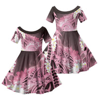 Piko Hawaiian Family Matching Tank Maxi Dress and Hawaiian Shirt Pink Galaxy Spiral Plumeria Tribal Patterns