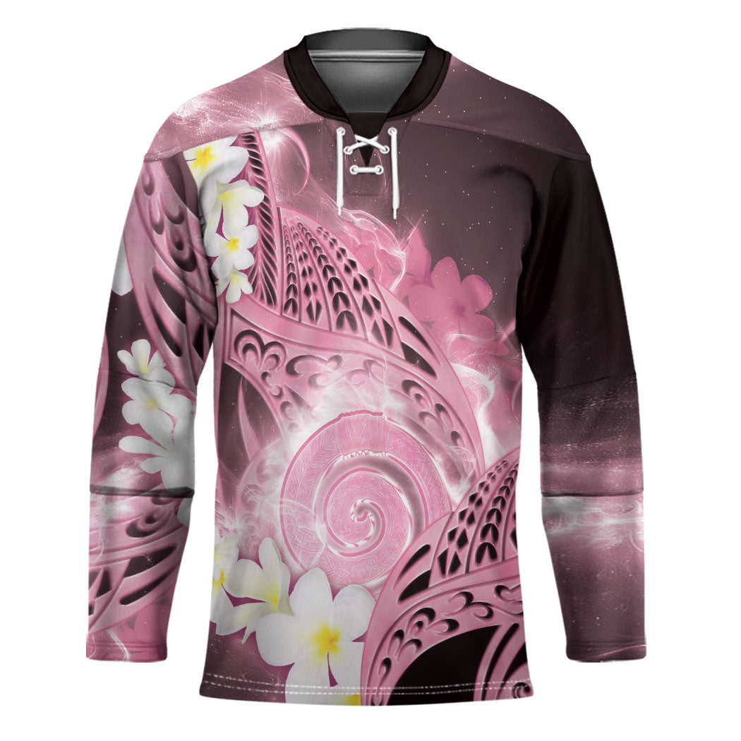 Piko Hawaiian Hockey Jersey Pink Galaxy Spiral Plumeria Tribal Patterns