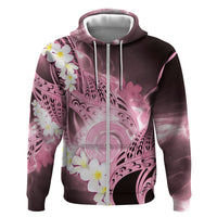 Piko Hawaiian Hoodie Pink Galaxy Spiral Plumeria Tribal Patterns