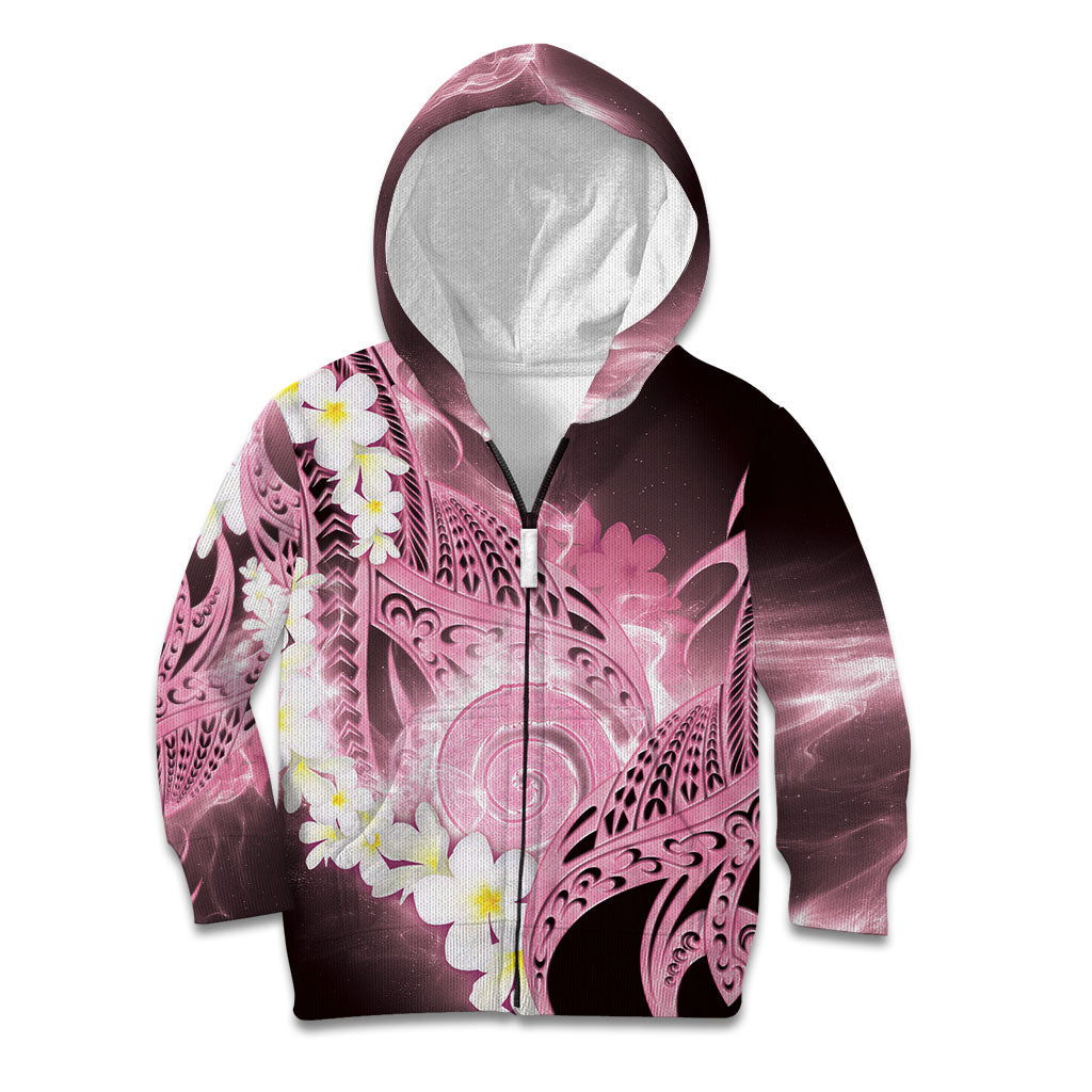 Piko Hawaiian Kid Hoodie Pink Galaxy Spiral Plumeria Tribal Patterns
