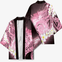 Piko Hawaiian Kimono Pink Galaxy Spiral Plumeria Tribal Patterns