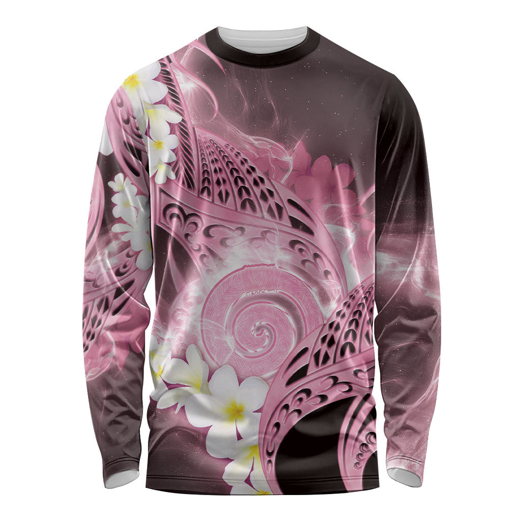 Piko Hawaiian Long Sleeve Shirt Pink Galaxy Spiral Plumeria Tribal Patterns DT05 Unisex Pink - Polynesian Pride
