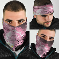Piko Hawaiian Neck Gaiter Pink Galaxy Spiral Plumeria Tribal Patterns