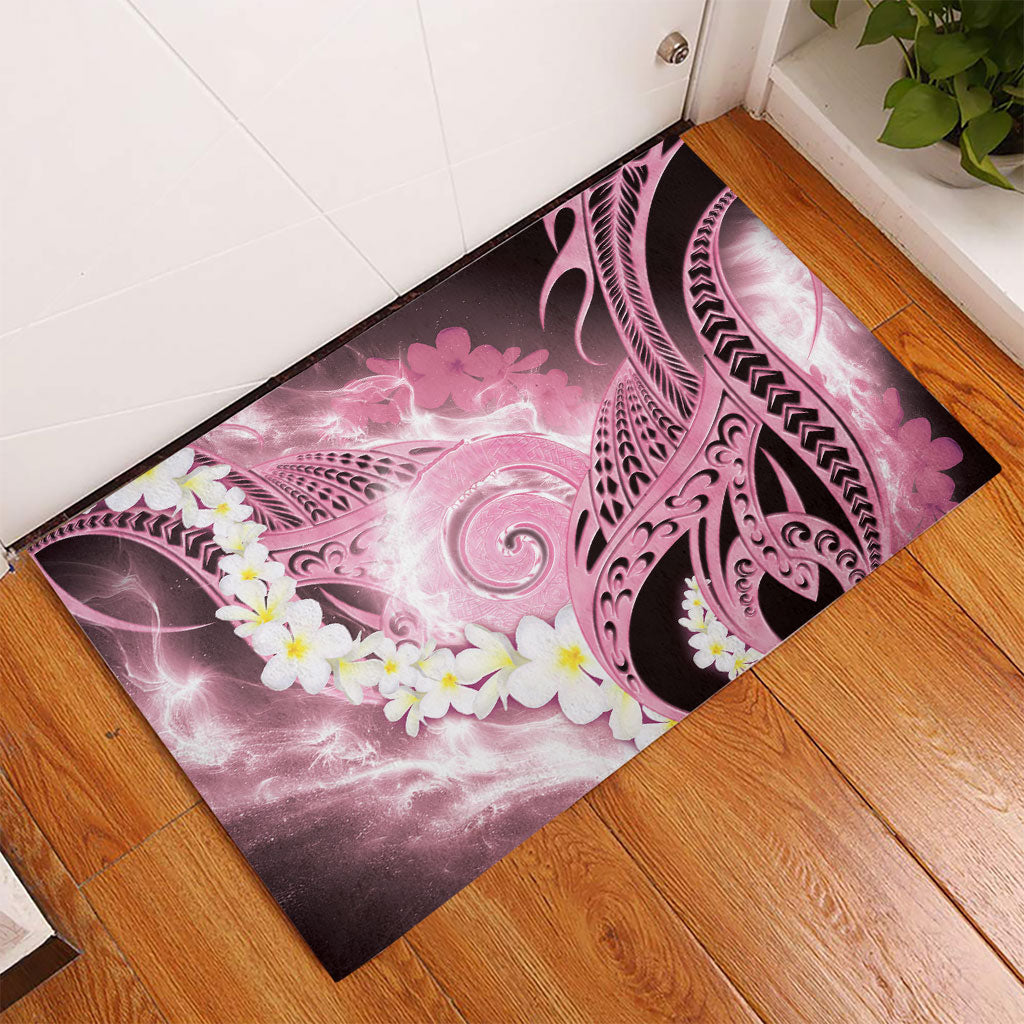 Piko Hawaiian Rubber Doormat Pink Galaxy Spiral Plumeria Tribal Patterns