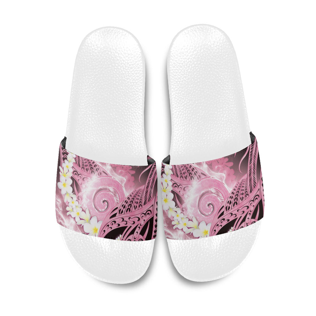 Piko Hawaiian Slide Sandals Pink Galaxy Spiral Plumeria Tribal Patterns