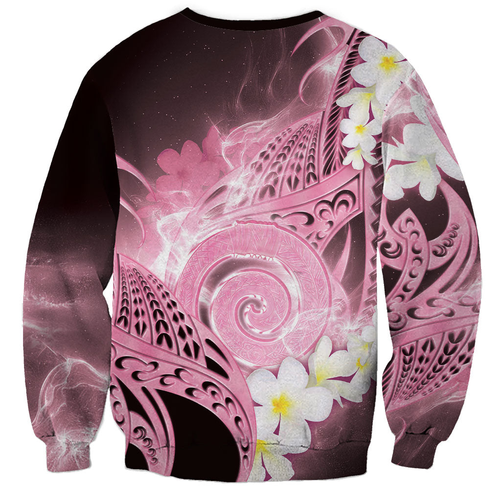 Piko Hawaiian Sweatshirt Pink Galaxy Spiral Plumeria Tribal Patterns