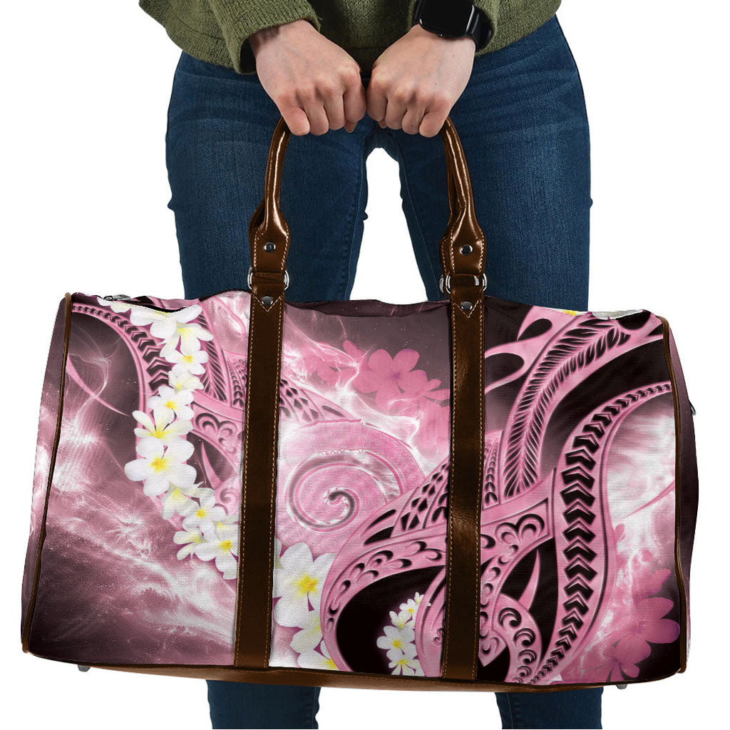 Piko Hawaiian Travel Bag Pink Galaxy Spiral Plumeria Tribal Patterns