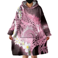 Piko Hawaiian Wearable Blanket Hoodie Pink Galaxy Spiral Plumeria Tribal Patterns