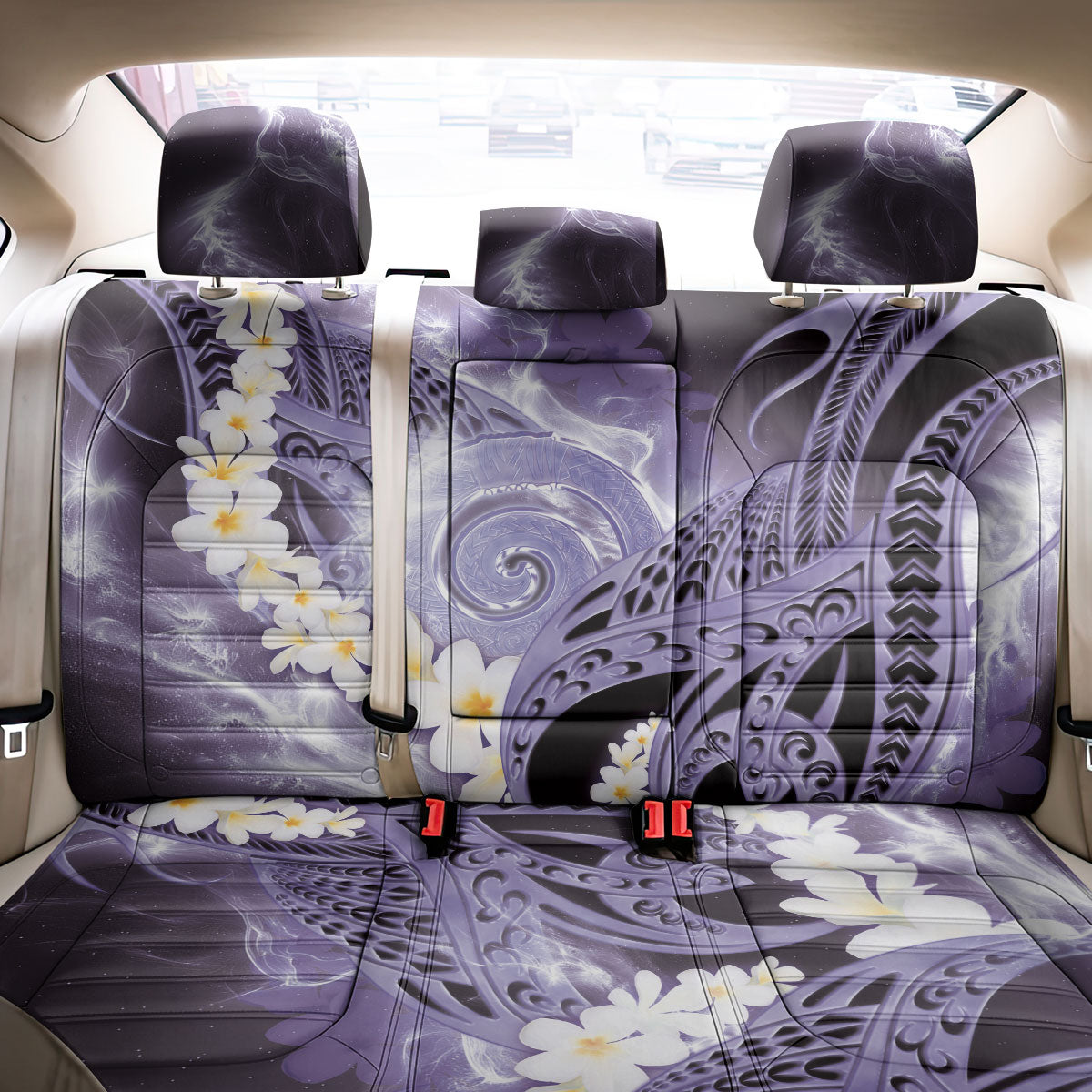 Piko Hawaiian Back Car Seat Cover Purple Galaxy Spiral Plumeria Tribal Patterns