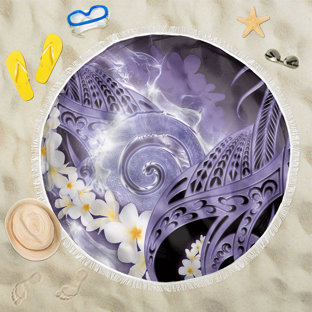 Piko Hawaiian Beach Blanket Purple Galaxy Spiral Plumeria Tribal Patterns