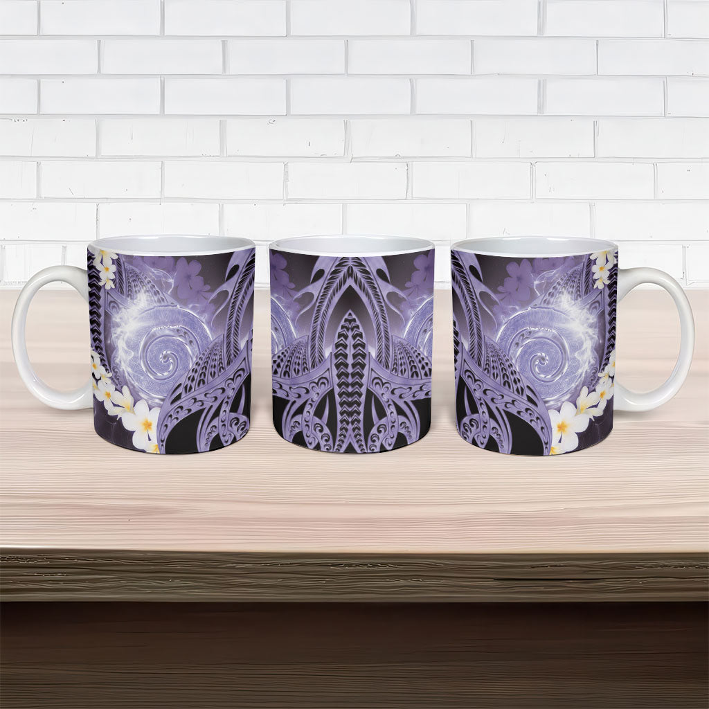Piko Hawaiian Ceramic Mug Purple Galaxy Spiral Plumeria Tribal Patterns